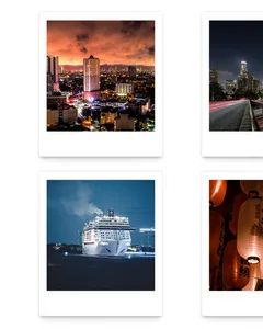 Retro Night Cityscape Seamless Panoramic Instant Film Instagram Carousel Template — slide 1