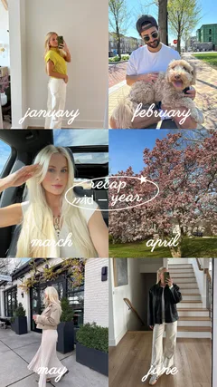 Retro Mid-Year Recap January to June 6-Photo Grid Instagram Story Template template preview