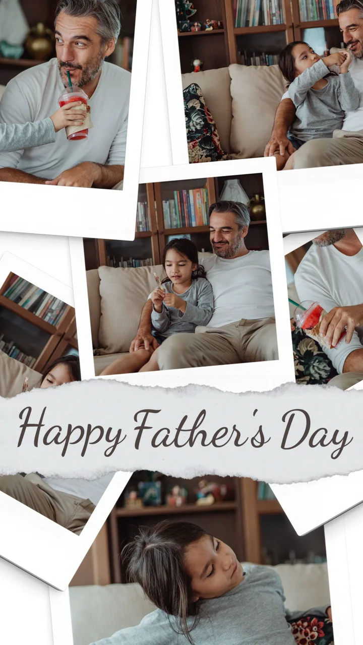 Torn Paper Script & Overlapping Instant Photo Collage Father's Day Instagram Story Template template preview