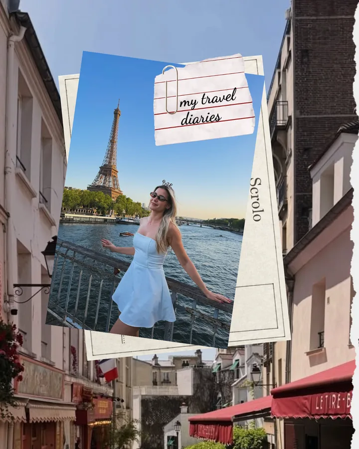 Parisian Wanderlust Scrapbook & "My Travel Diaries" Seamless Instagram Carousel Template — slide 1
