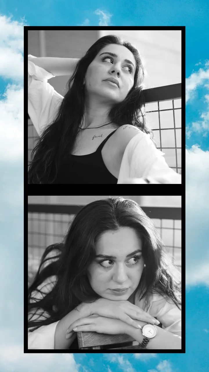 Dreamy Sky Backdrop Stacked Double-Frame Instagram Story Template template preview