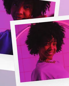 Retro Neon Violet Overlapping Instant Film Panoramic Instagram Carousel Template — slide 1