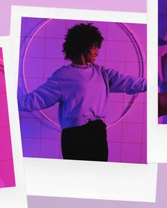 Retro Neon Violet Overlapping Instant Film Panoramic Instagram Carousel Template — slide 2
