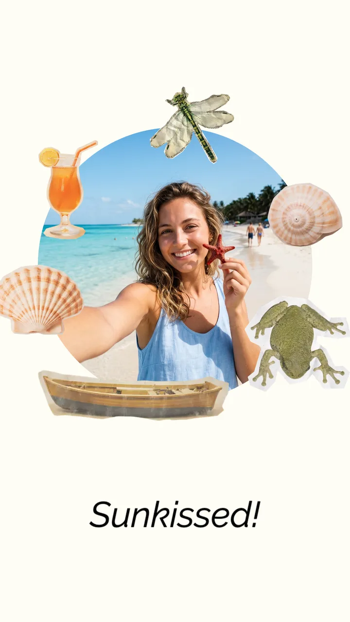 Beachside Sticker Collage Instagram Story Template for Summer Vibes template preview