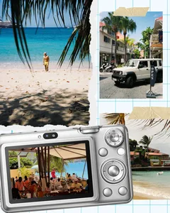 Tropical Island Holiday Graph Paper Seamless Panoramic Instagram Carousel Template — slide 1