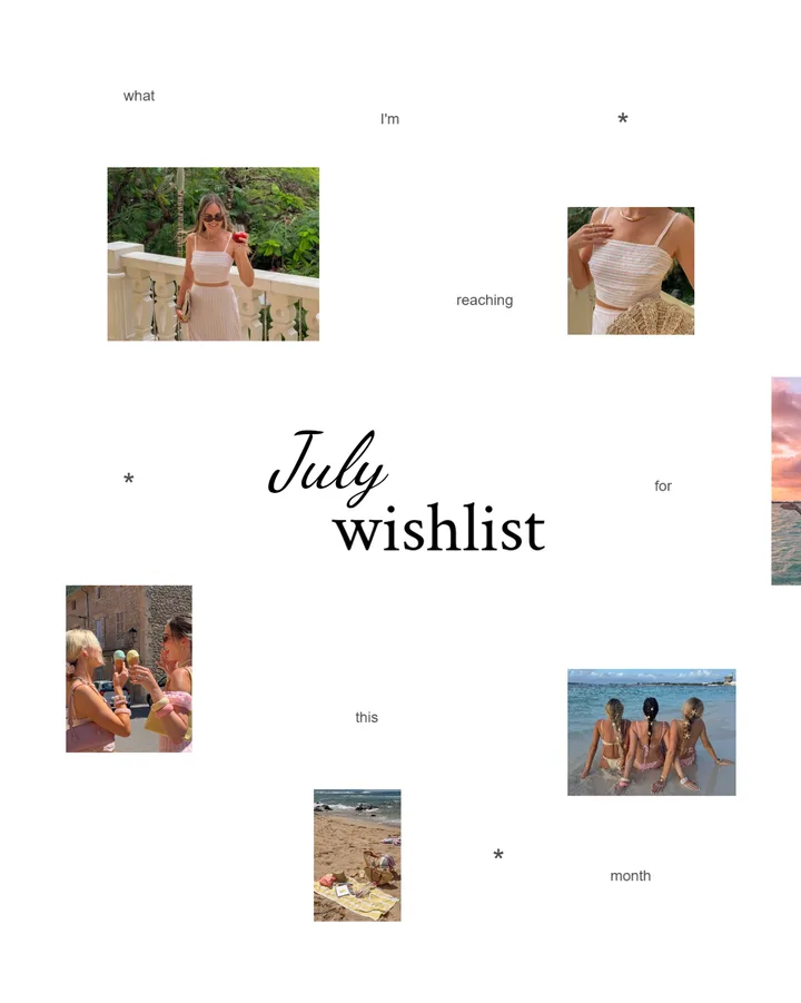 "Monthly Wishlist" Minimalist Scattered Collage & Numbered Diary Seamless Instagram Carousel Template — slide 1