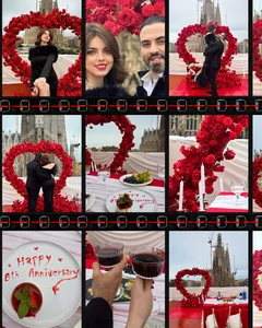 Romantic Barcelona Proposal and Anniversary Filmstrip Seamless Panoramic Instagram Carousel Template — slide 2