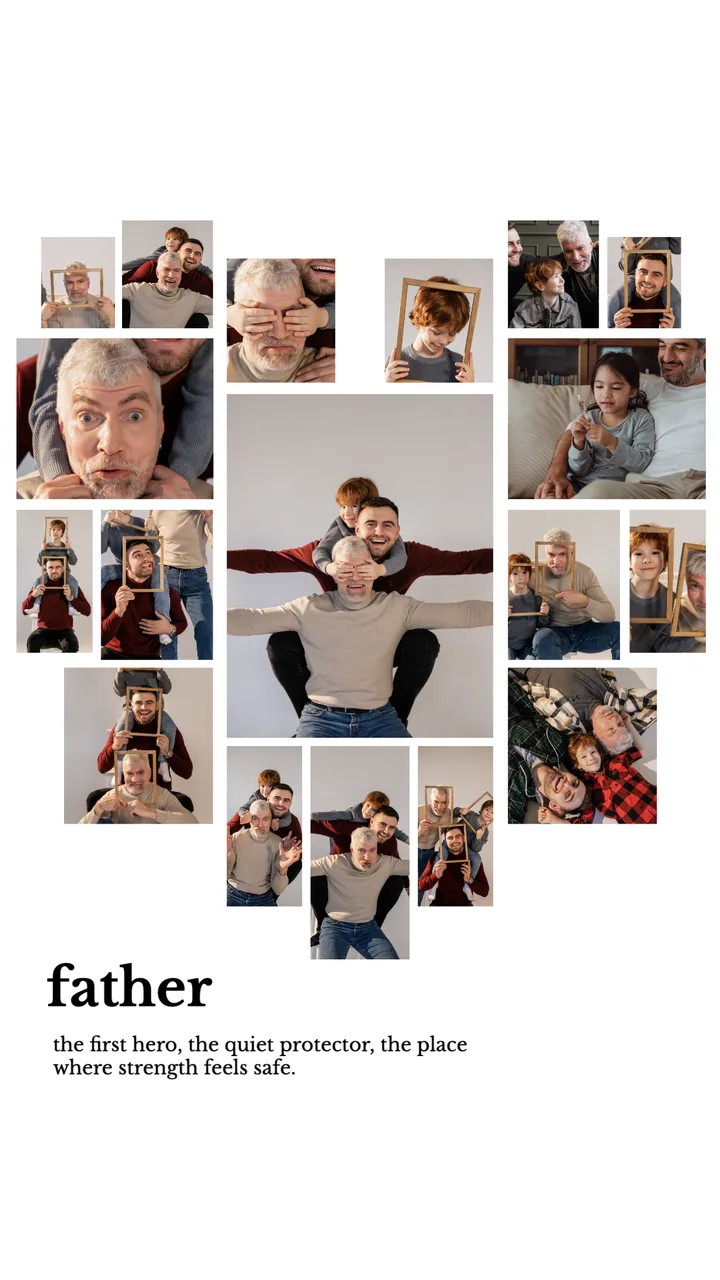 Minimalist Heart-Shaped Photo Collage & "Father" Definition Instagram Story Template template preview