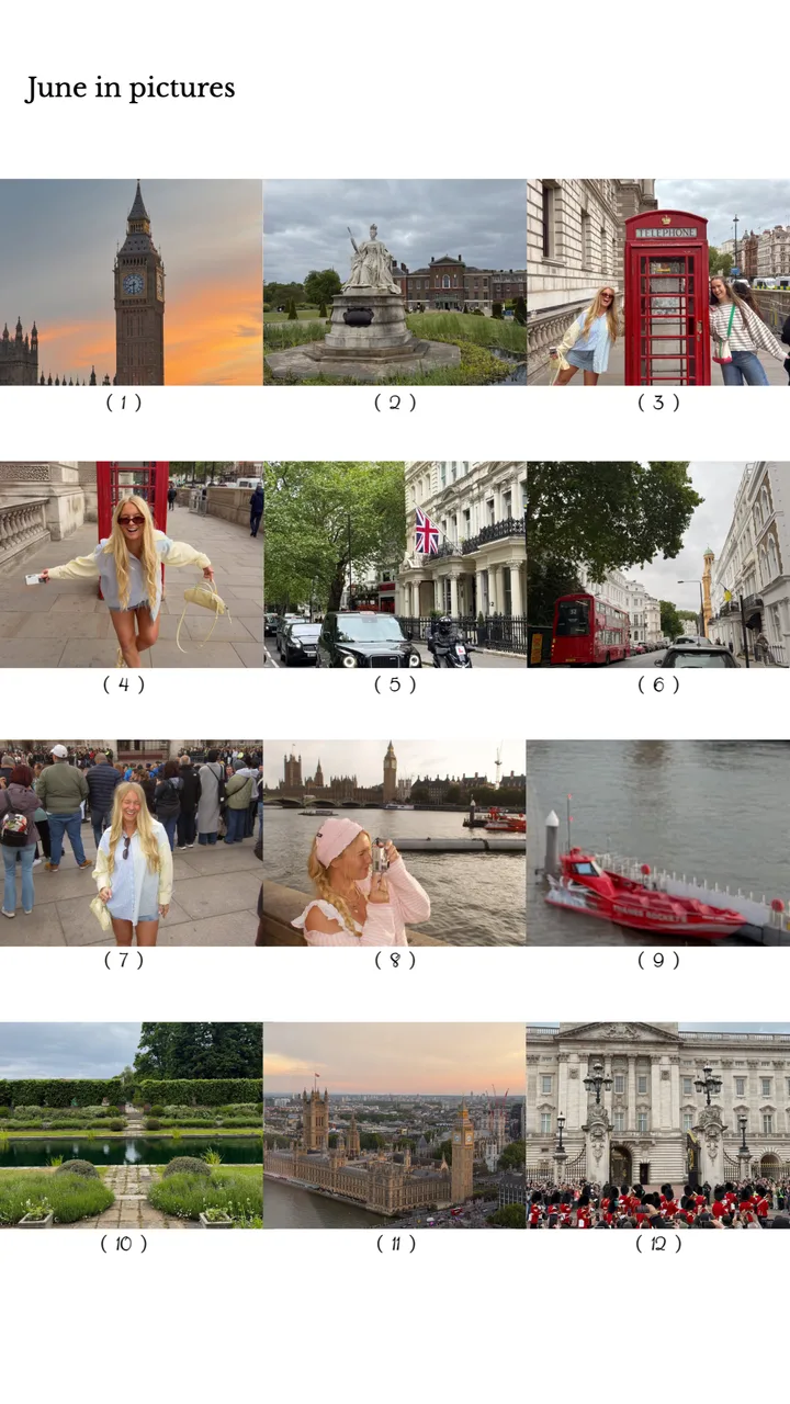 "June in Pictures" Minimalist Serif 12-Photo Grid Instagram Story Template template preview