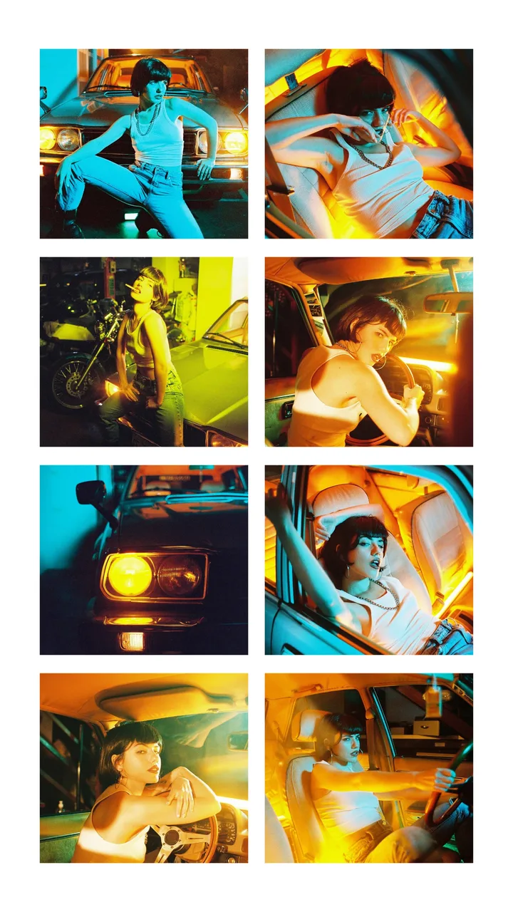 Retro Neon Street Style 2x4 Grid Instagram Story Template template preview
