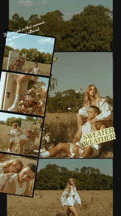 "Sweater Weather" Autumn Field Filmstrip Scrapbook Instagram Story Template template preview