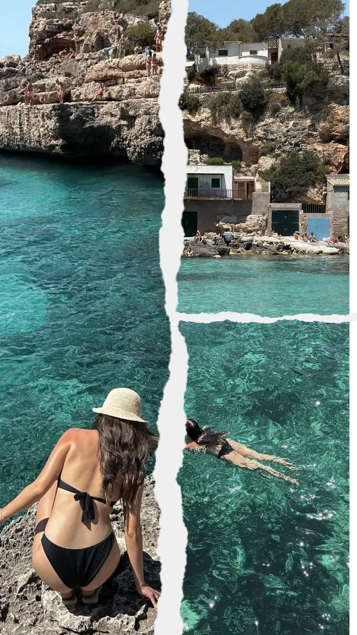 Mediterranean Coastal Cove Torn-Paper Grid Instagram Story Template template preview