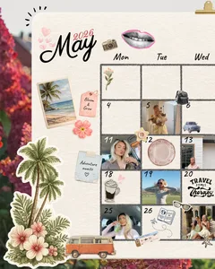 May 2026 Monthly Calendar Scrapbook Seamless Panoramic Instagram Carousel Post Template — slide 1