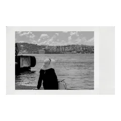 Retro Coastal Monochrome Landscape Instant Film Instagram Post Template template preview